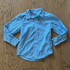 Vineyard Vines Kids Gingham Light Blue Whale Button-Down Shirt